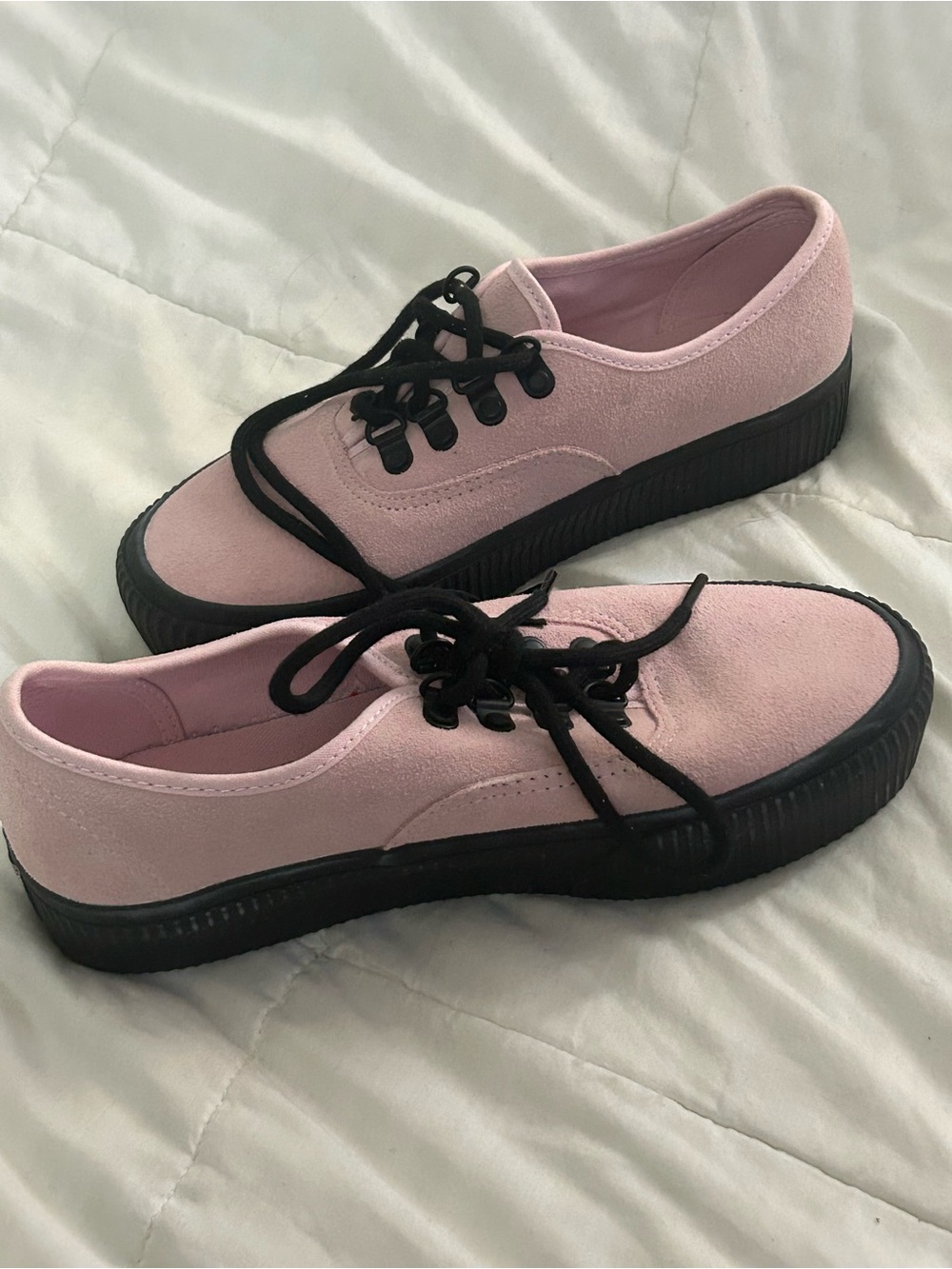 Vans Pink Suede Low-Top Sneakers with Black Sole